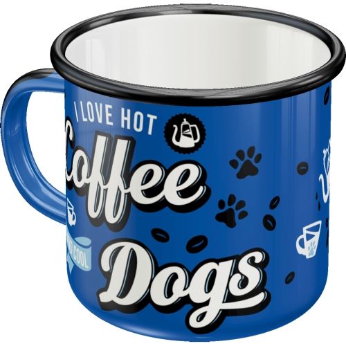 "Hot Coffee & Cool Dogs" Enamel Coffee Mug