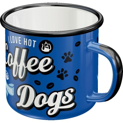 "Hot Coffee & Cool Dogs" Enamel Coffee Mug