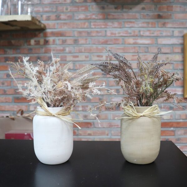 Dried Flowers in Ceramic Jar Set Of 2