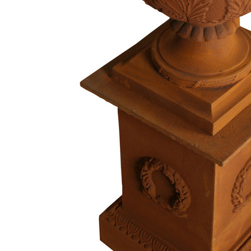 Enchanting Cast Iron Urn On Pedestal (Available in 2 Colors)