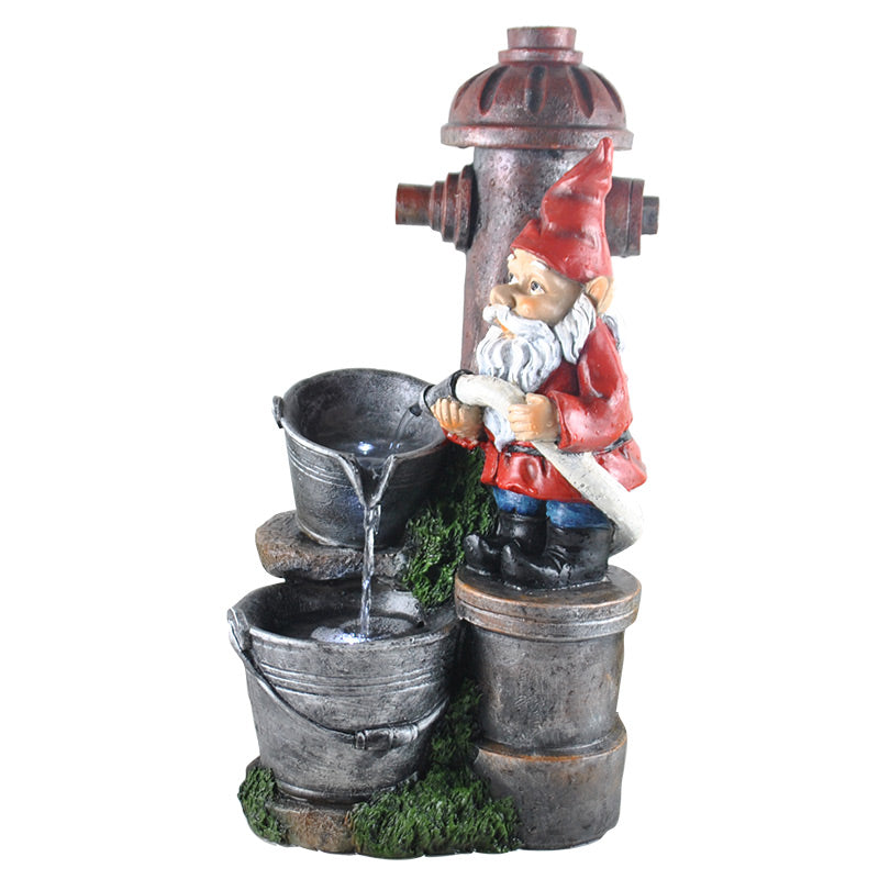 Fire Hydrant Gnome Patio Water Fountain