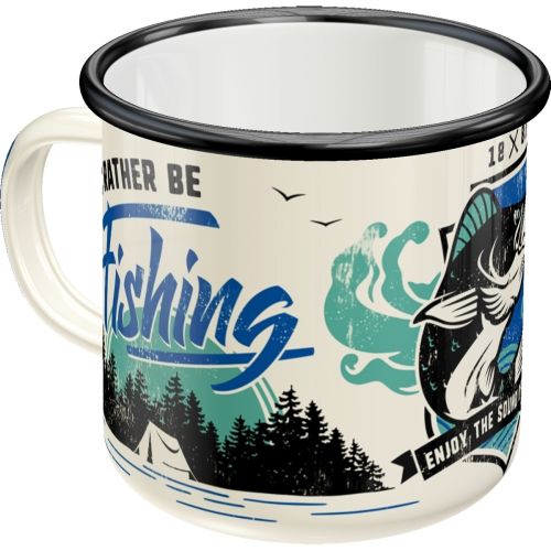 "I'd Rather Be Fishing" Enamel Coffee Mug