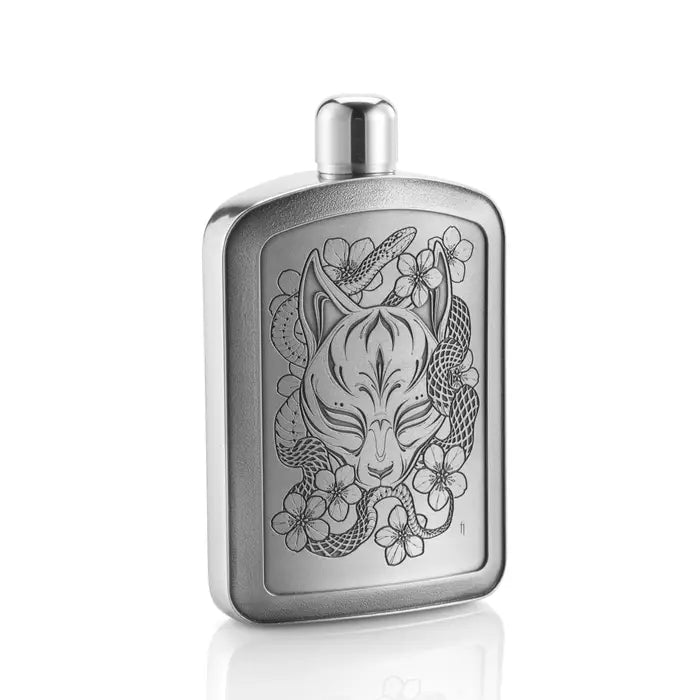 Stylish Limited Edition Kitsune Pewter Hip Flask 150 ML