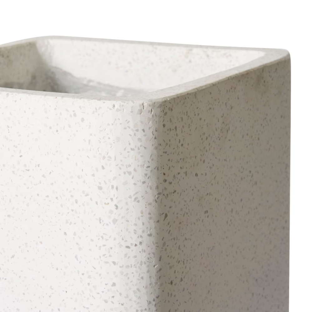 Miles Square Planter with Hole - White - 42 x 36cms