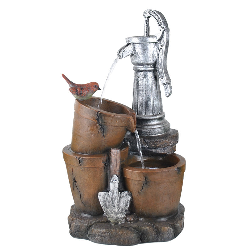 Gardening Bird Hand Pump Water Fountain