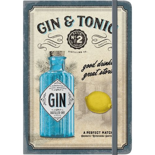 "Gin and Tonic Drinks and Stories" A5 128 Pages Notebook