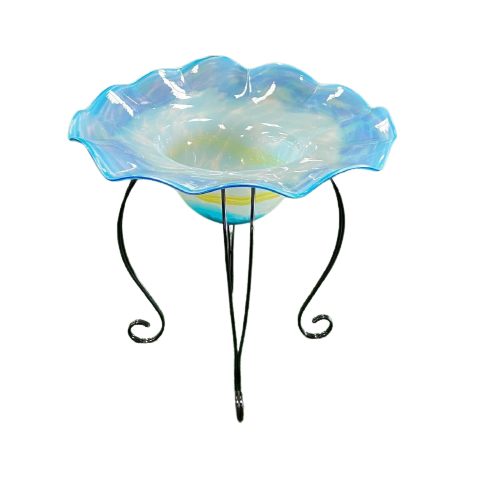 Glass Flower Bowl Bird Bath