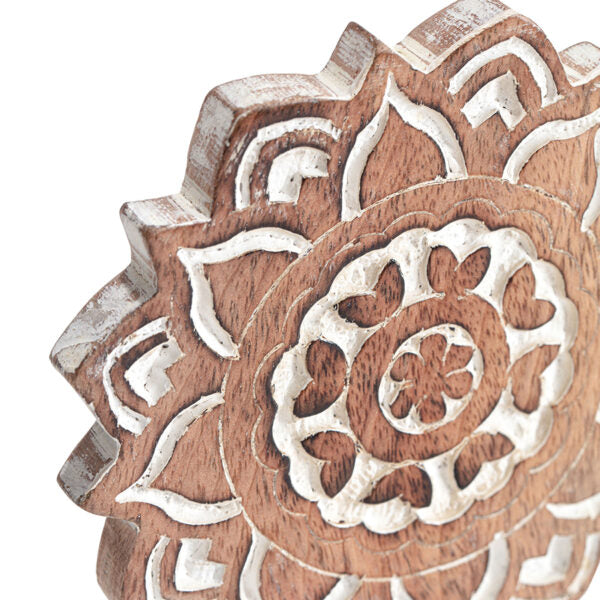 Handcrafted Wooden Mandala Coaster Set Of 4