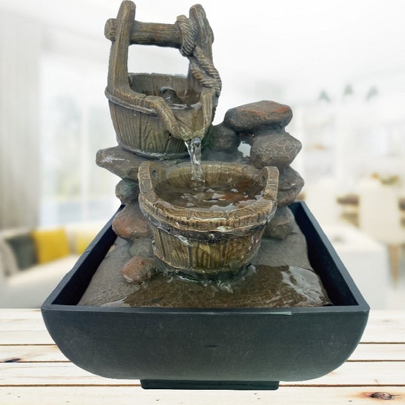 Wooden Buckets Cascade Water Fountain