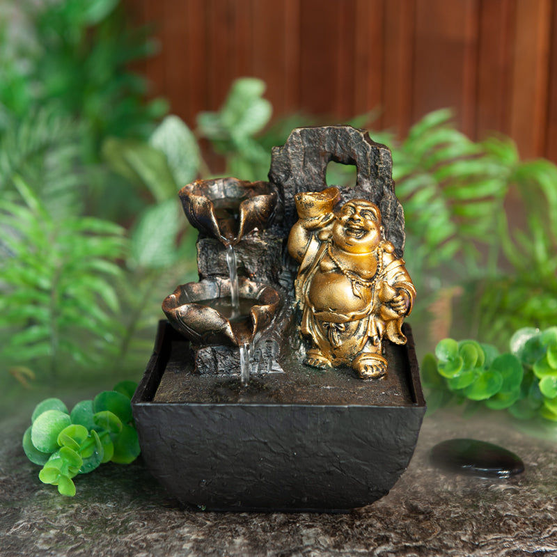 Golden Happy Buddha Indoor Water Fountain