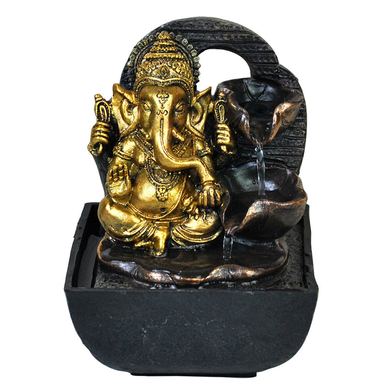 Golden Ganesha Statue Indoor Water Fountain