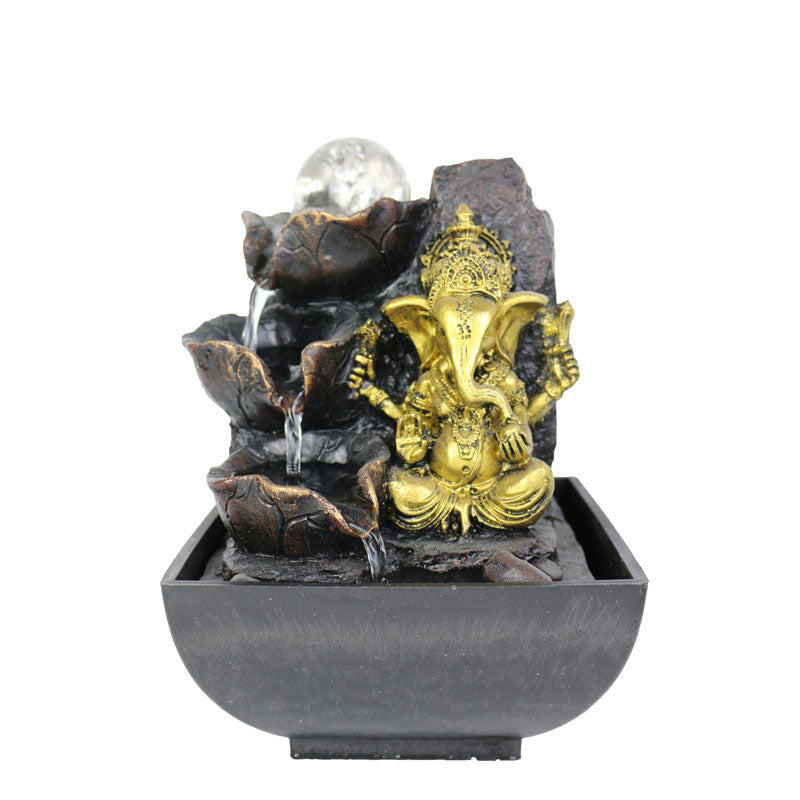 Ganesha With Rotating Ball Water Fountain