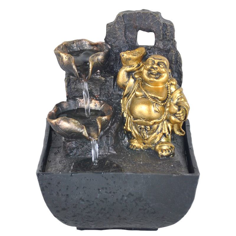 Golden Happy Buddha Indoor Water Fountain