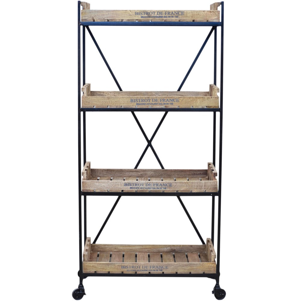 Industrial Crate Shelf Bookcase On Wheels