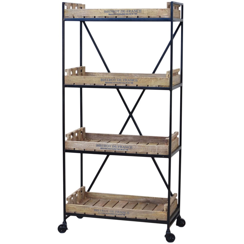 Industrial Crate Shelf Bookcase On Wheels