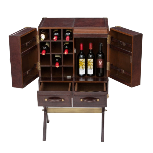 Executive Leather Bar Cabinet With Stand (Available in 2 Colors)