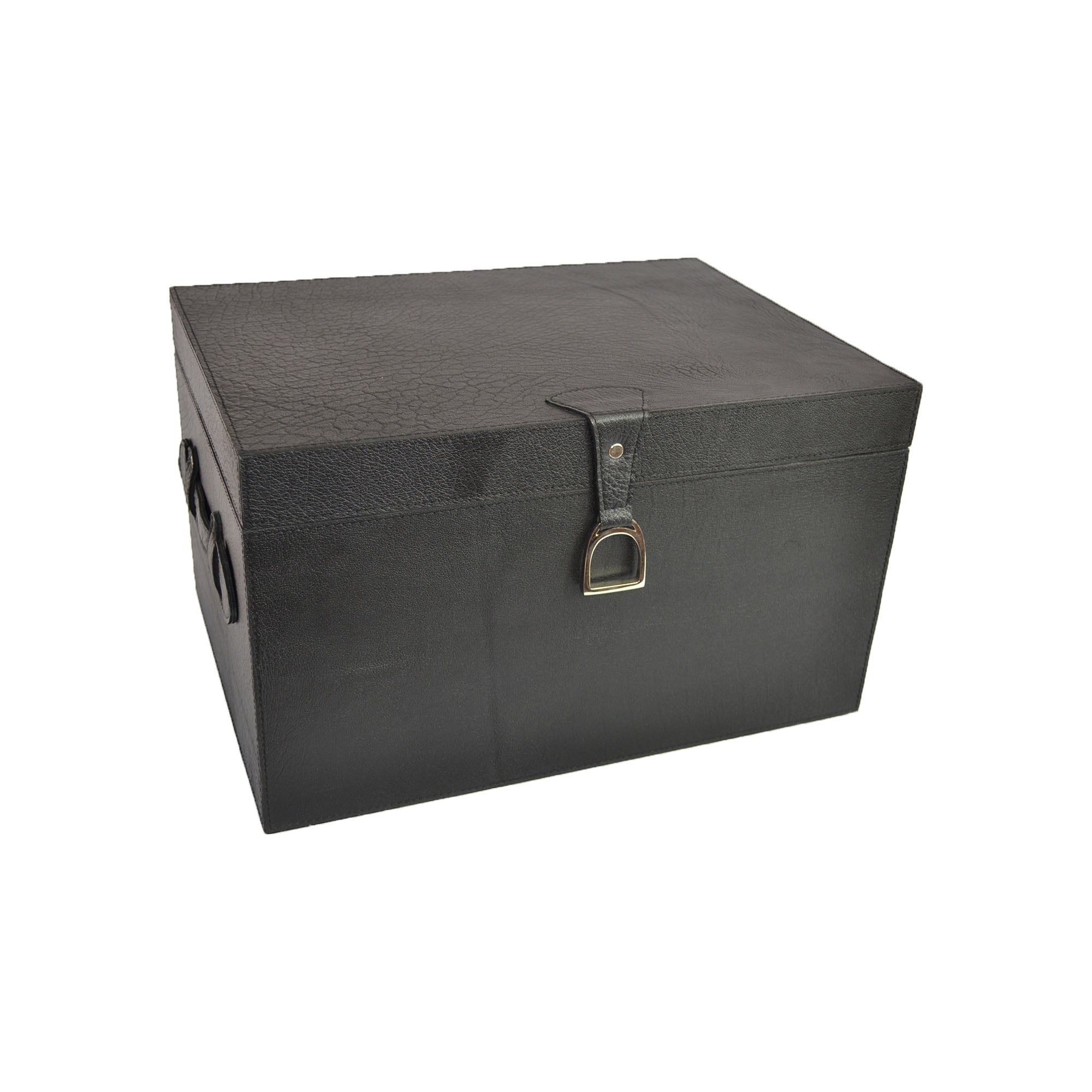 Leather Trunk Box With Stirrup - Black