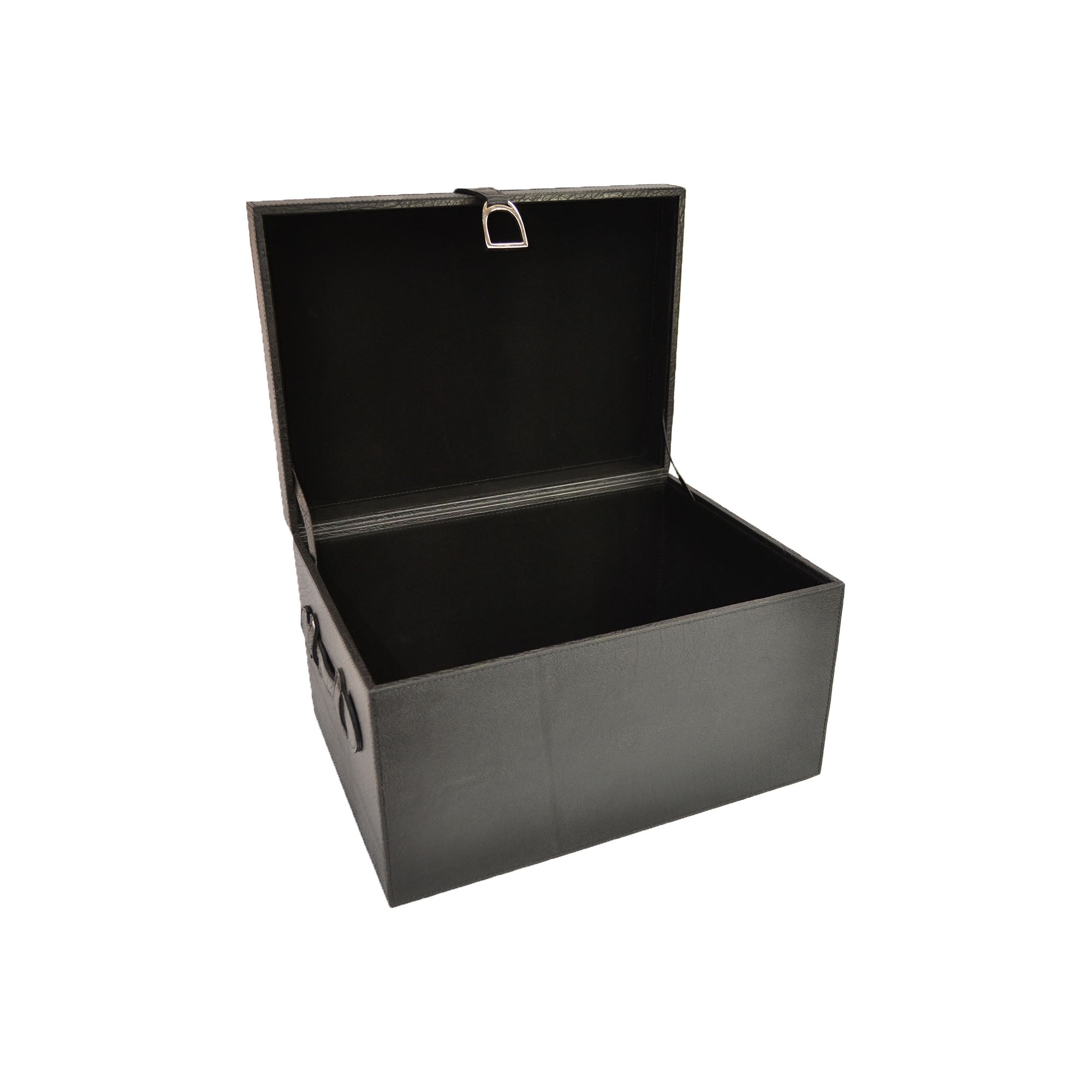 Leather Trunk Box With Stirrup - Black