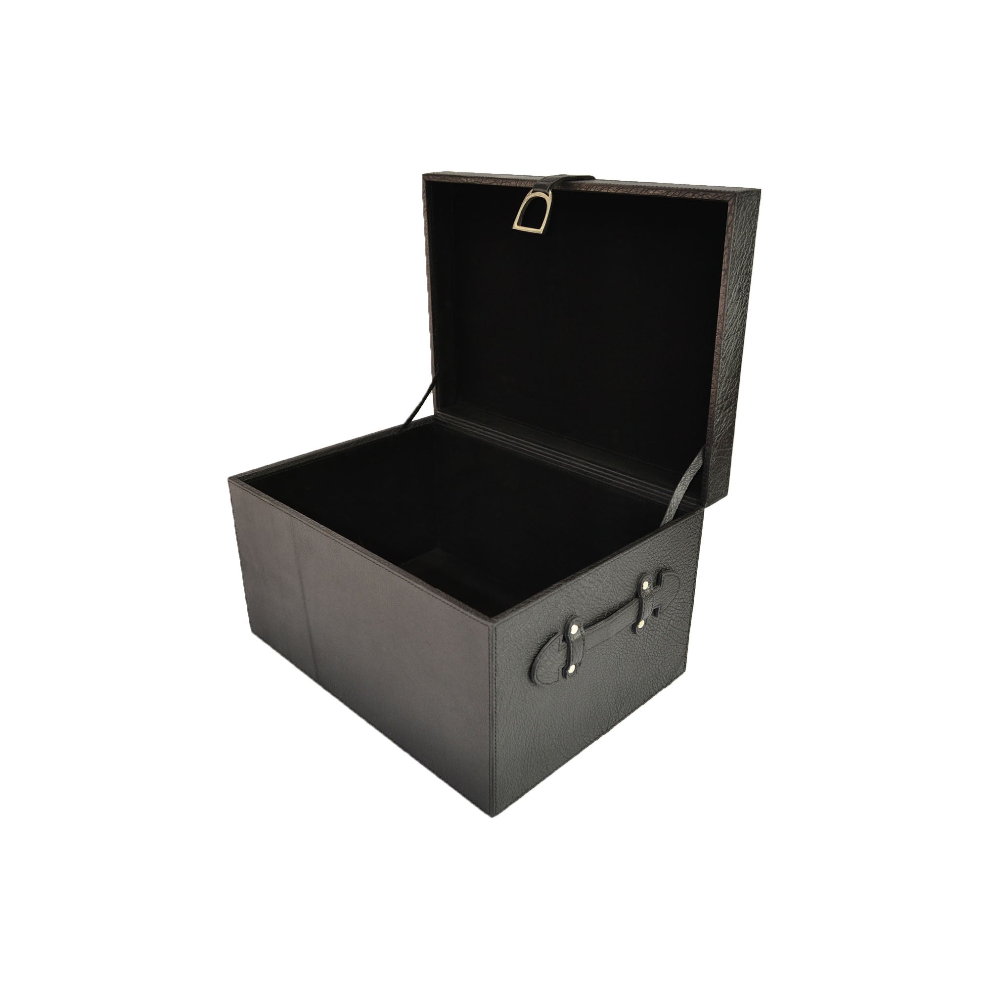 Leather Trunk Box With Stirrup - Black