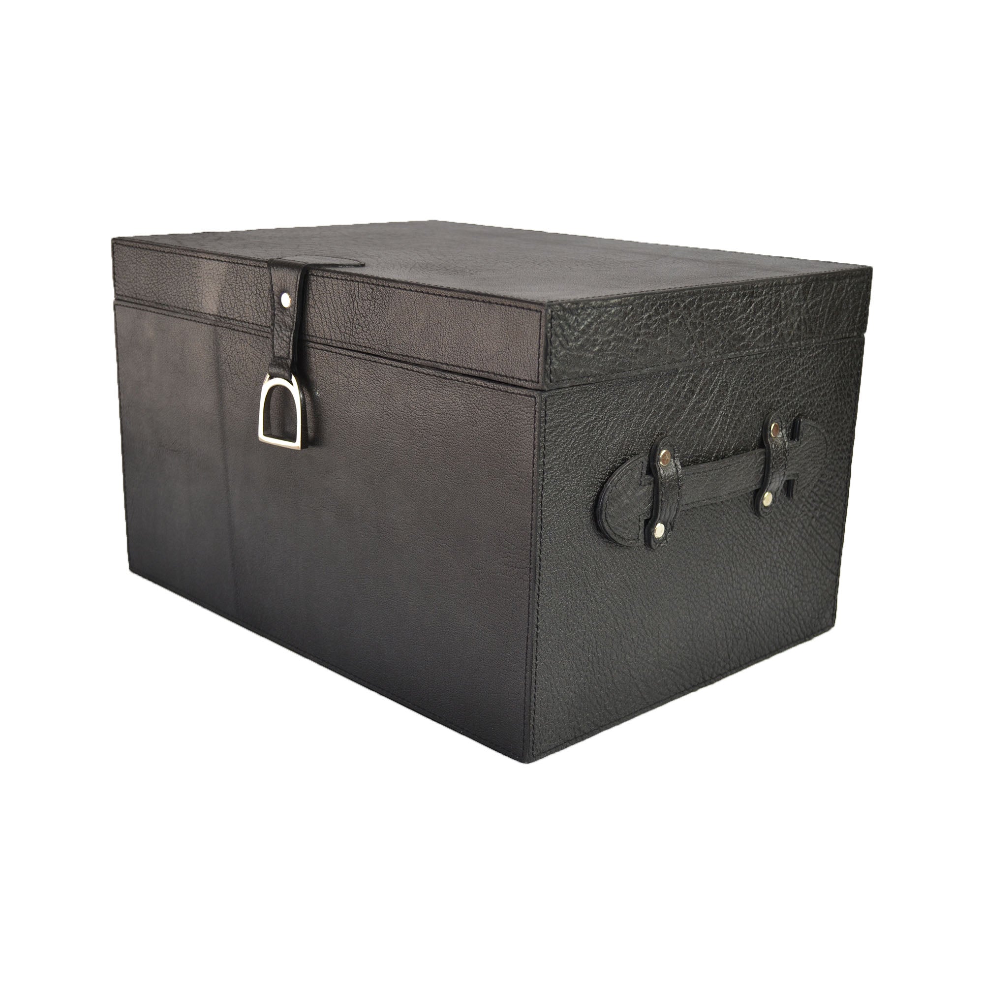 Leather Trunk Box With Stirrup - Black