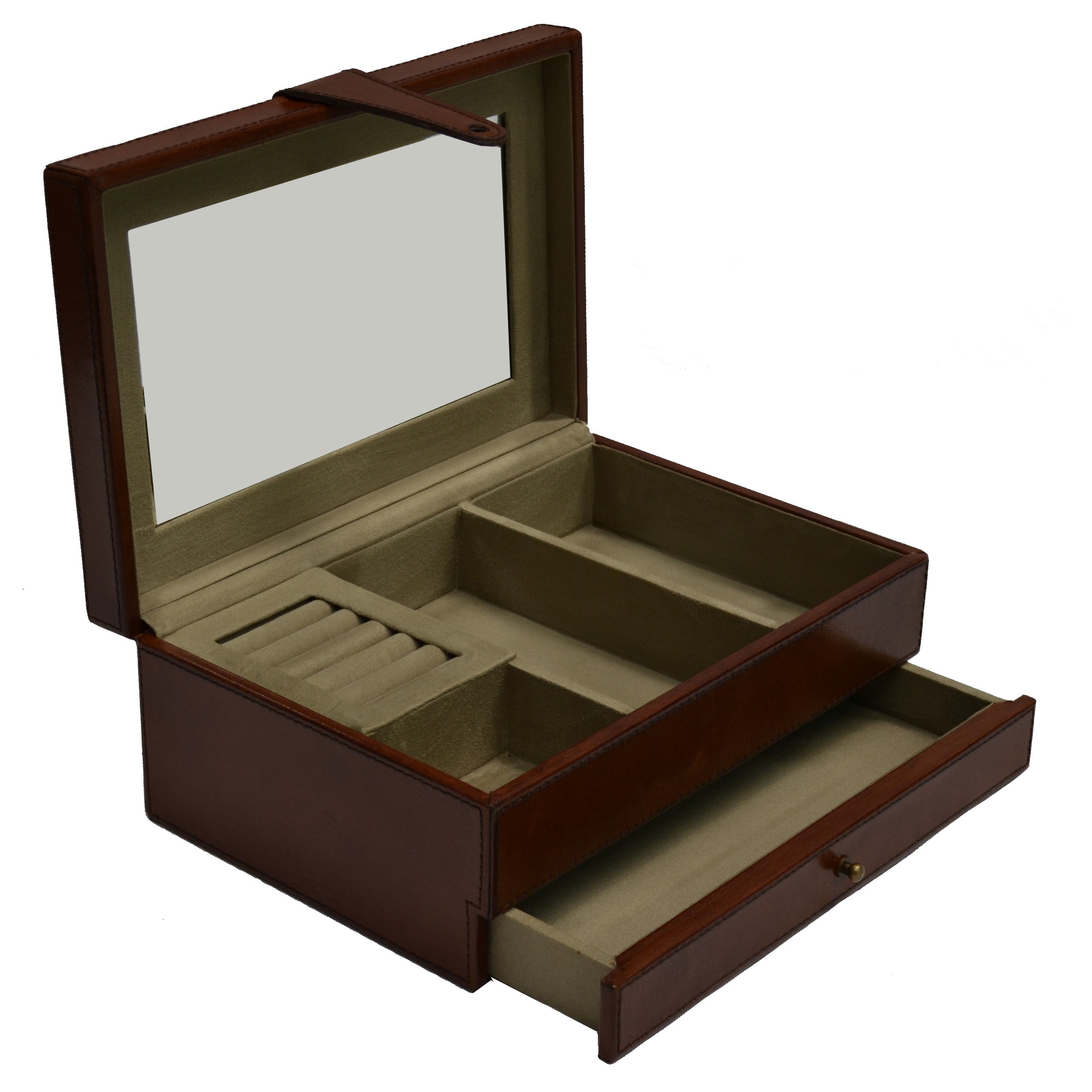 Leather Jewelry Box - 1 Drawer LARGE (Available in 3 Colors)