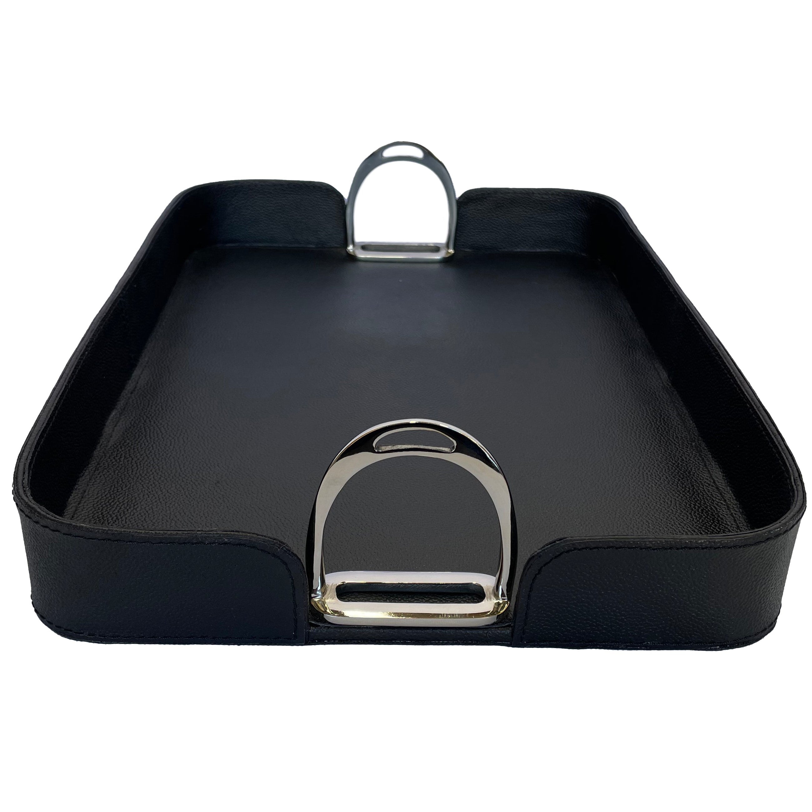 Rectangle Leather Tray With Stirrups Handle (Available in 3 Colors)