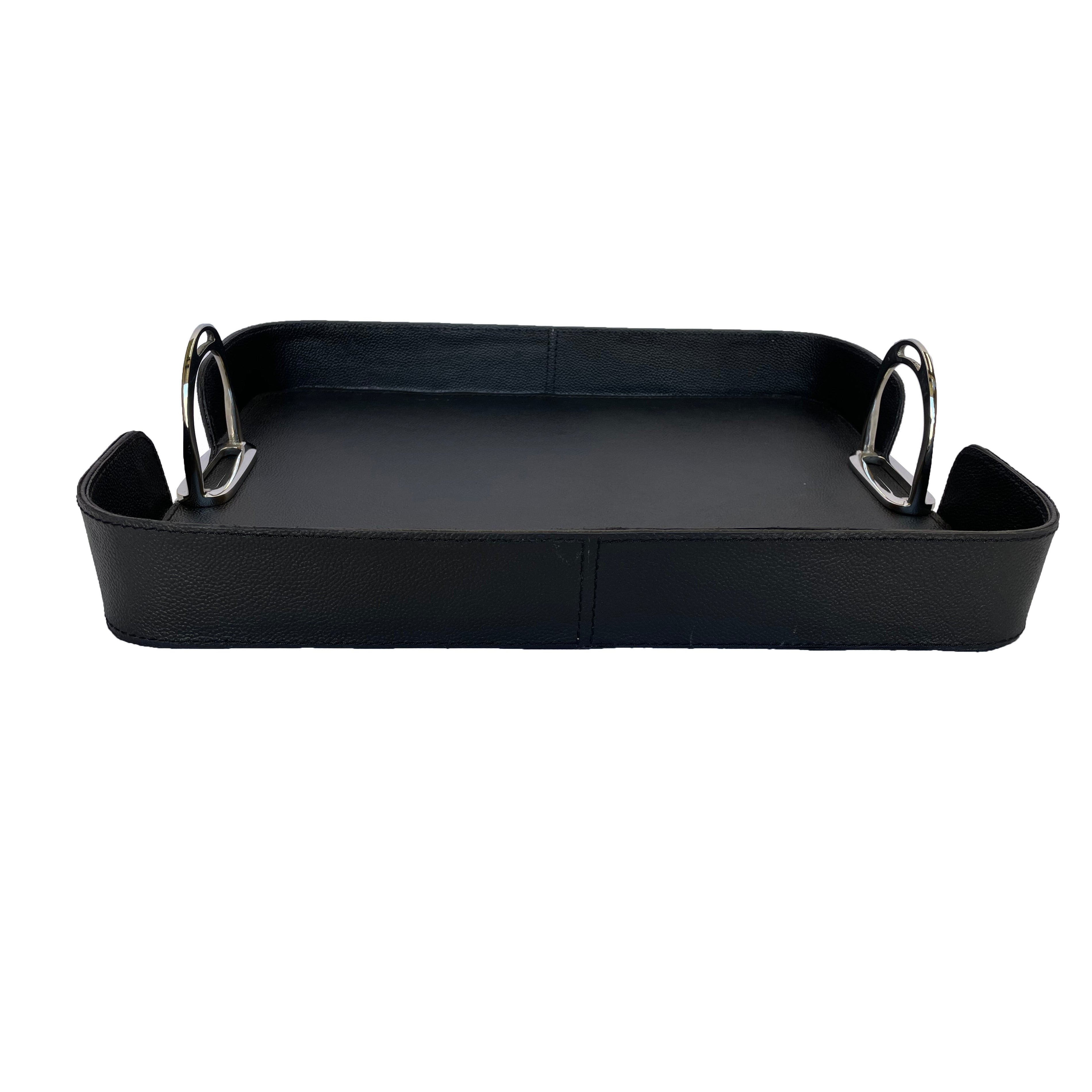 Rectangle Leather Tray With Stirrups Handle (Available in 3 Colors)