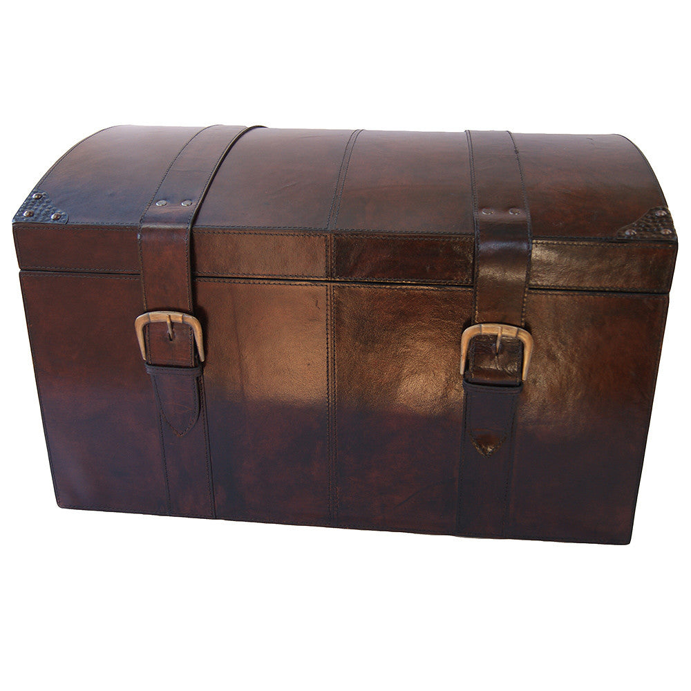 Oval Top Leather Treasure Chest (Available In 2 Colors)