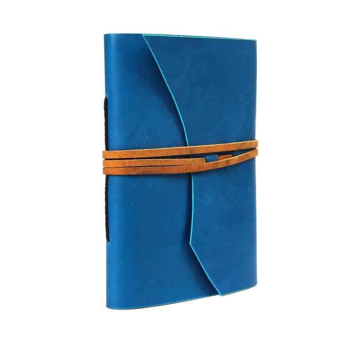 Nomad's Nostalgia Leather Journal with  Brown Belt Lock - Blue