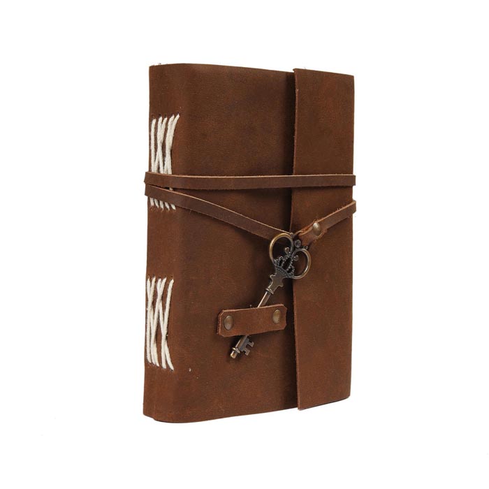 Sculpted Leather Journal with Key Closure