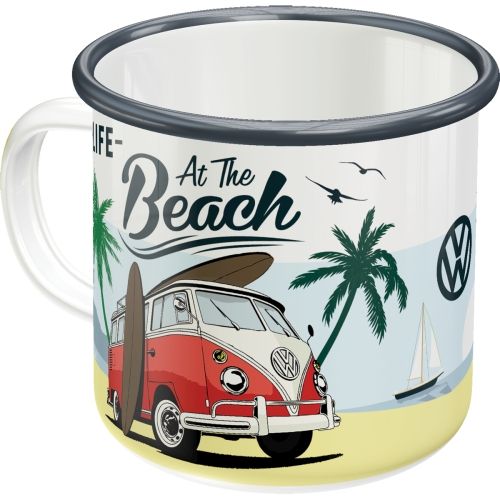 "Life At The Beach" Enamel Coffee Mug