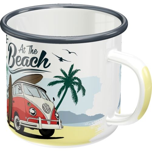 "Life At The Beach" Enamel Coffee Mug