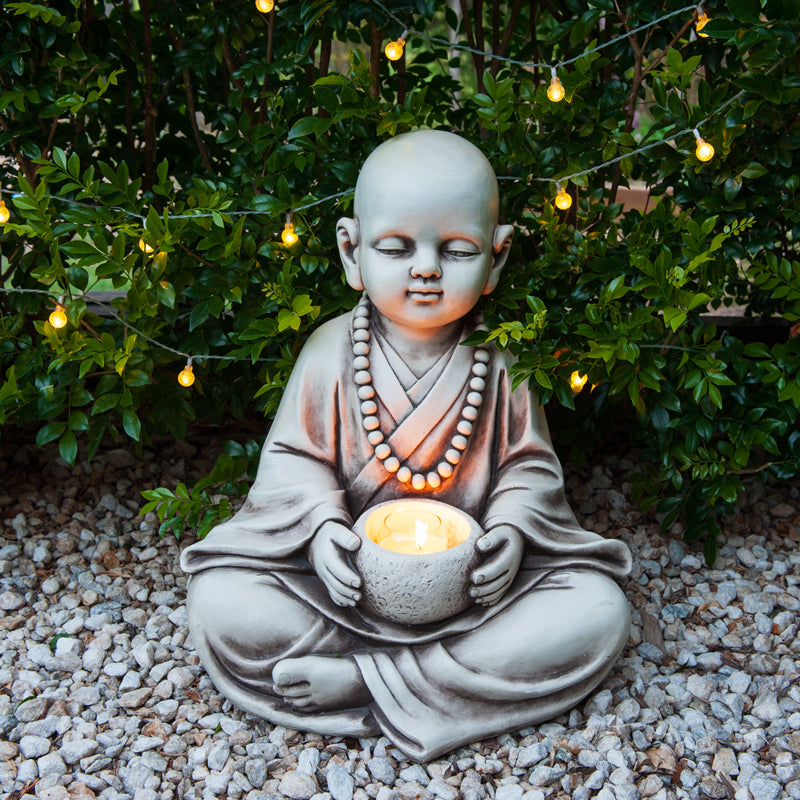 Monk Outdoor Statue Candle Holder