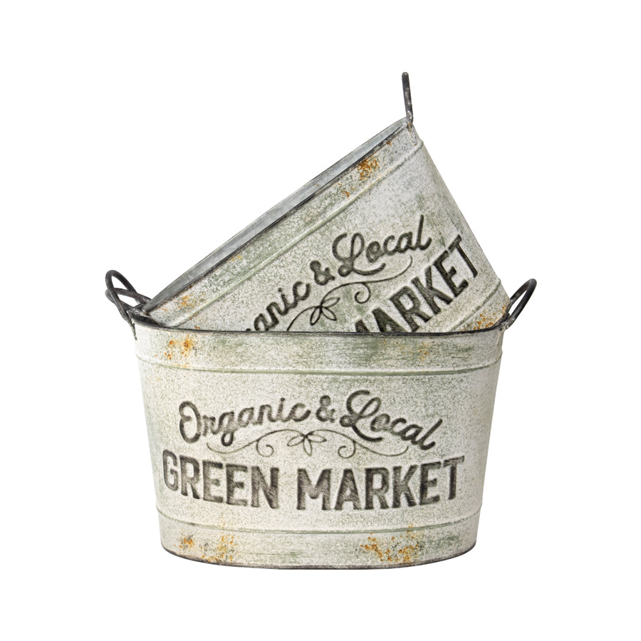 Organic & Local Green Market Planter Buckets Set of 2