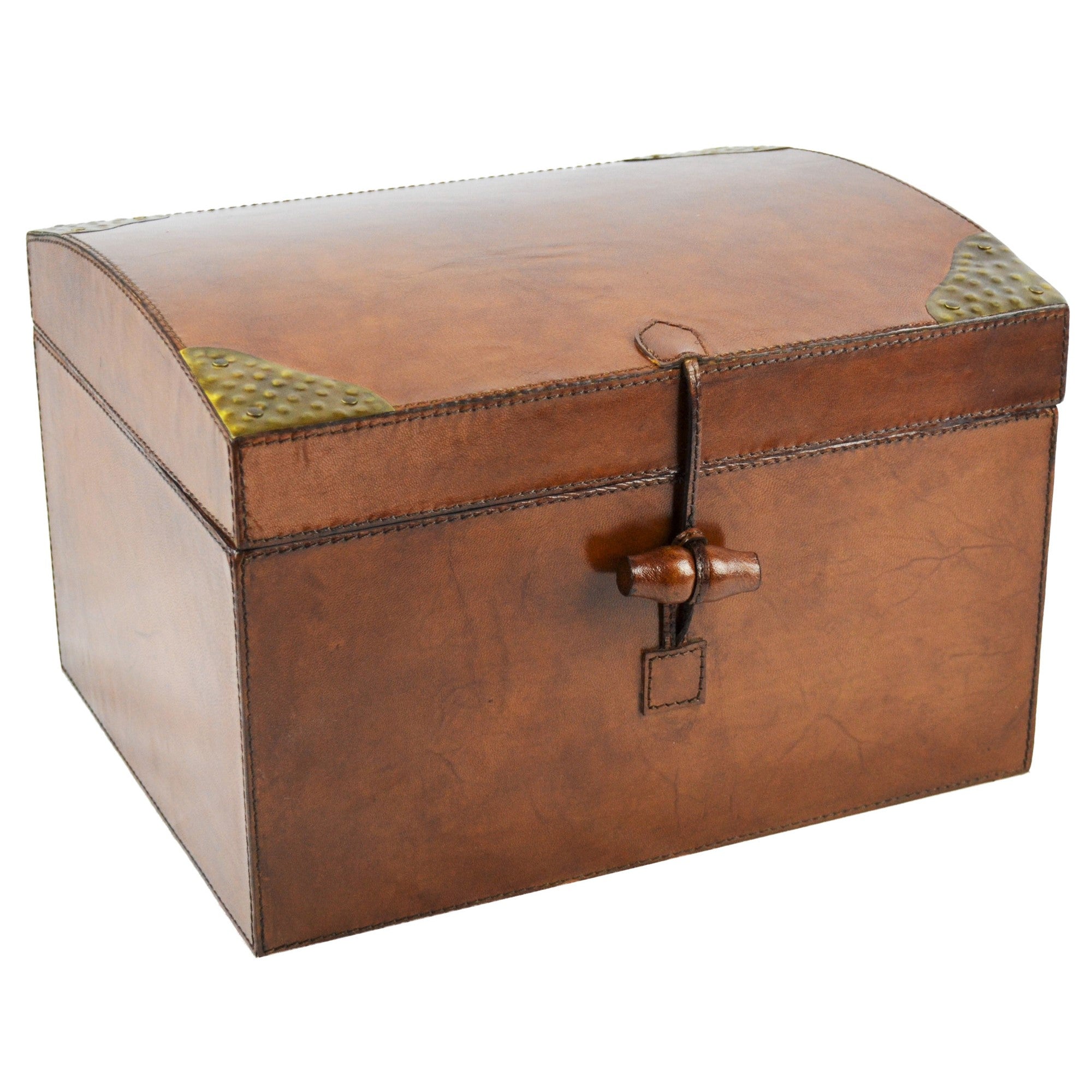 Oval Top Leather MEDIUM Trunk Box (Available in 2 Colors)