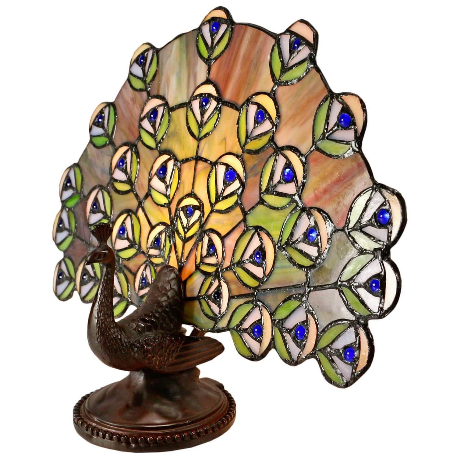 Peacock Tiffany Shade Table Lamp