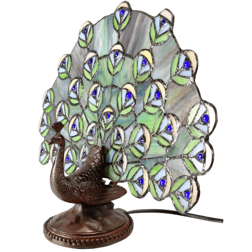 Peacock Tiffany Shade Table Lamp