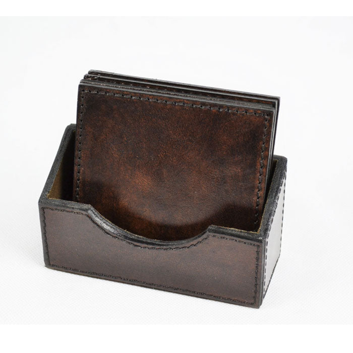 Set of 6 Leather Square Coasters (Available in 2 Colors)