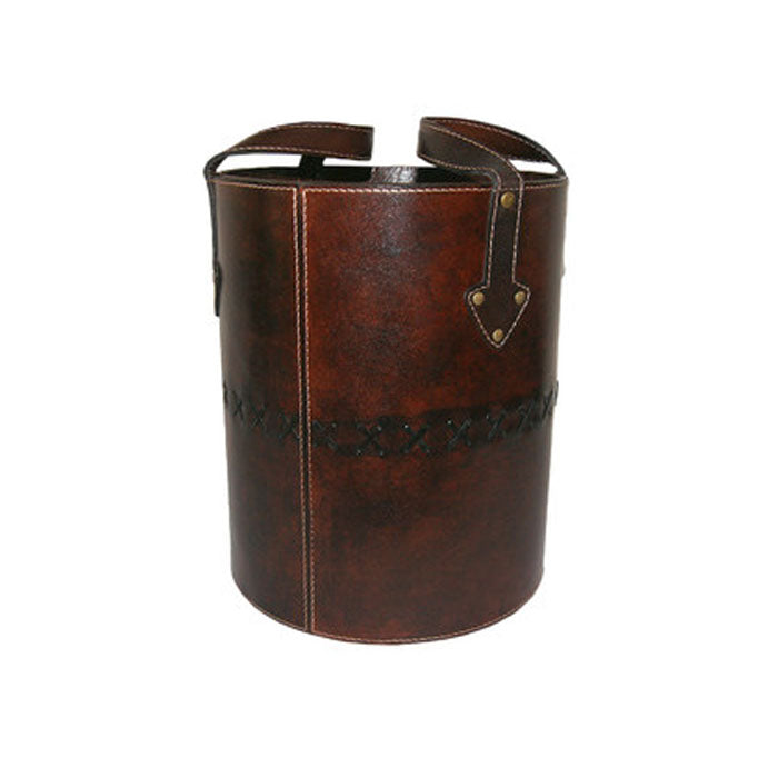 Round Leather Cylindrical Basket (2 Colors to Choose)