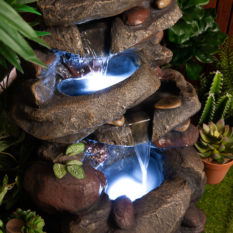 Stacked Riverstones Garden Water Fountain