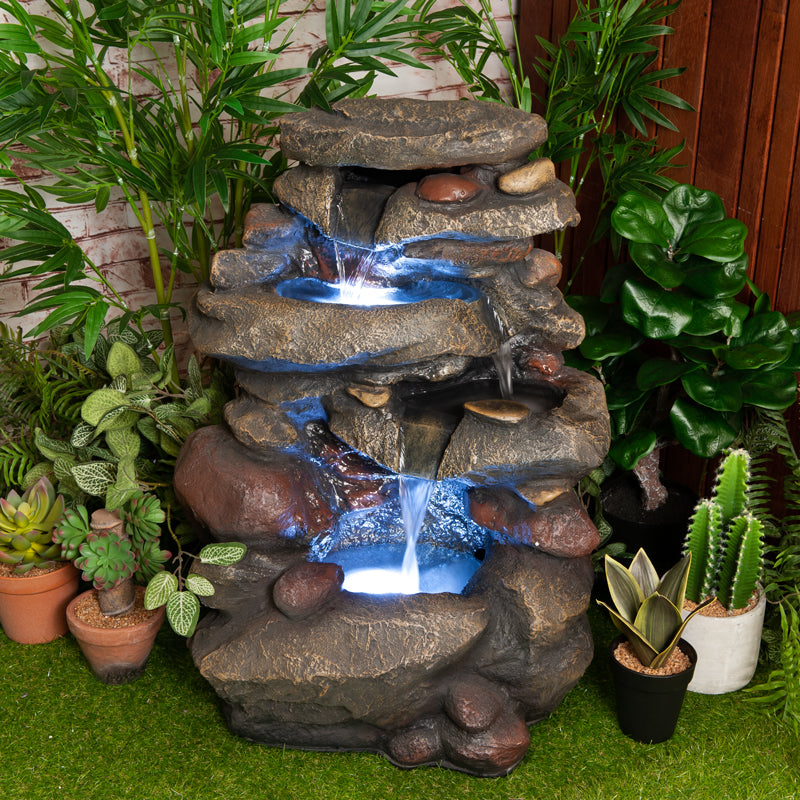 Stacked Riverstones Garden Water Fountain