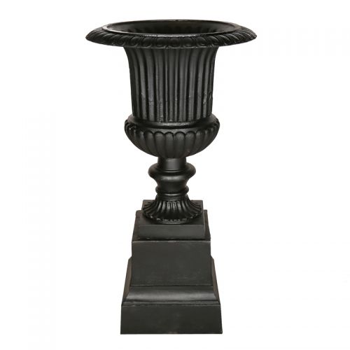 Stately Iron Cylindrical Urn on Pedestal 105cms (Available in 2 colors)