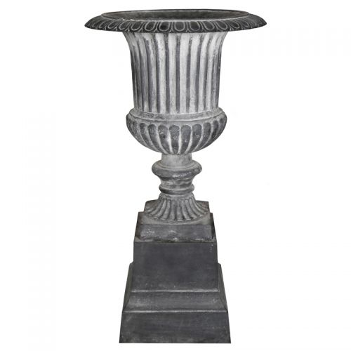 Stately Iron Cylindrical Urn on Pedestal 105cms (Available in 2 colors)