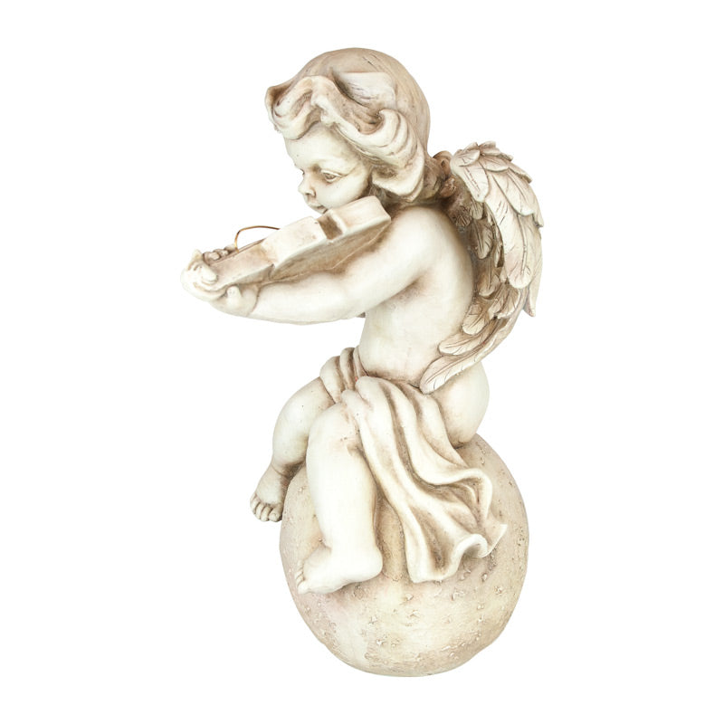 Violin Playing Cherub On Globe Statue