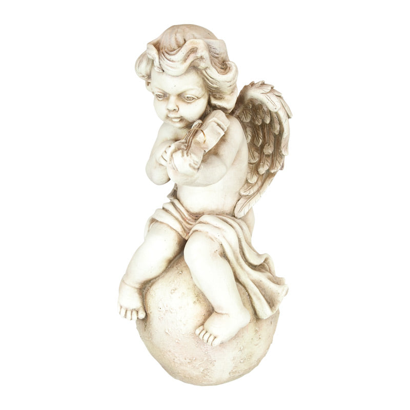 Violin Playing Cherub On Globe Statue