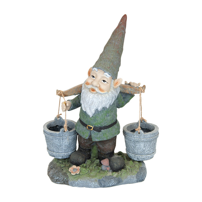 Vivid Water Picking Gnome Planters Statue