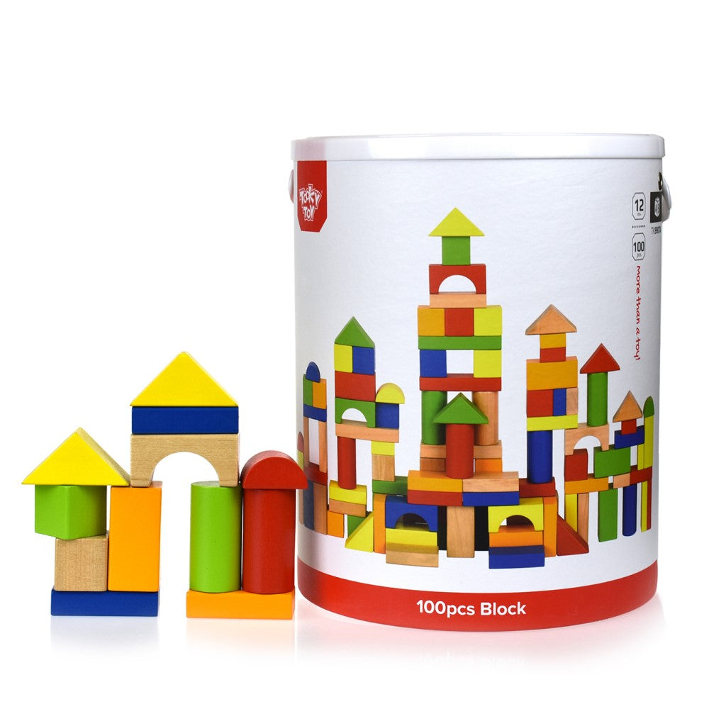 100PCS Wooden Building Blocks