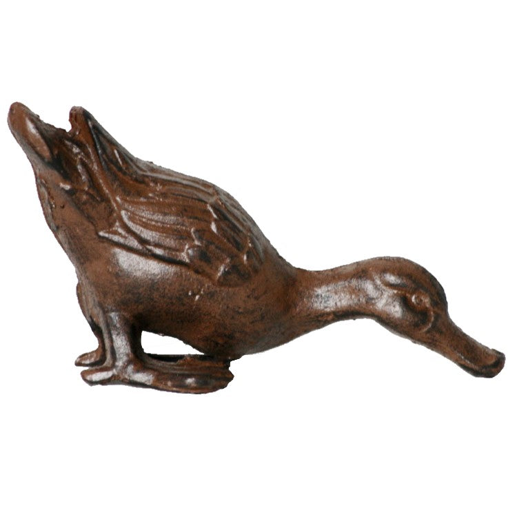 Cast Iron Drinking Duck Statue - Antique Rust