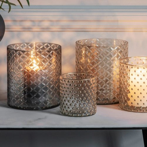 S/2 Intriguing Patterned Tealight Holders 7cms (Choose from 2 Colors)