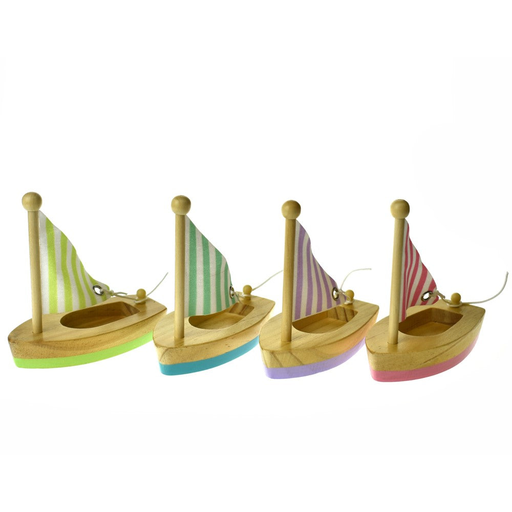 Set of 4 Wooden Sailboat Bath Toys